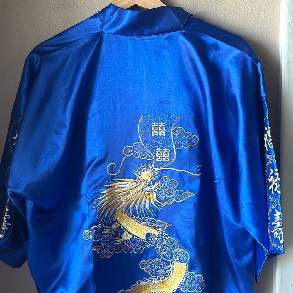 Embroidered Dragon Silky Robe (No Belt)